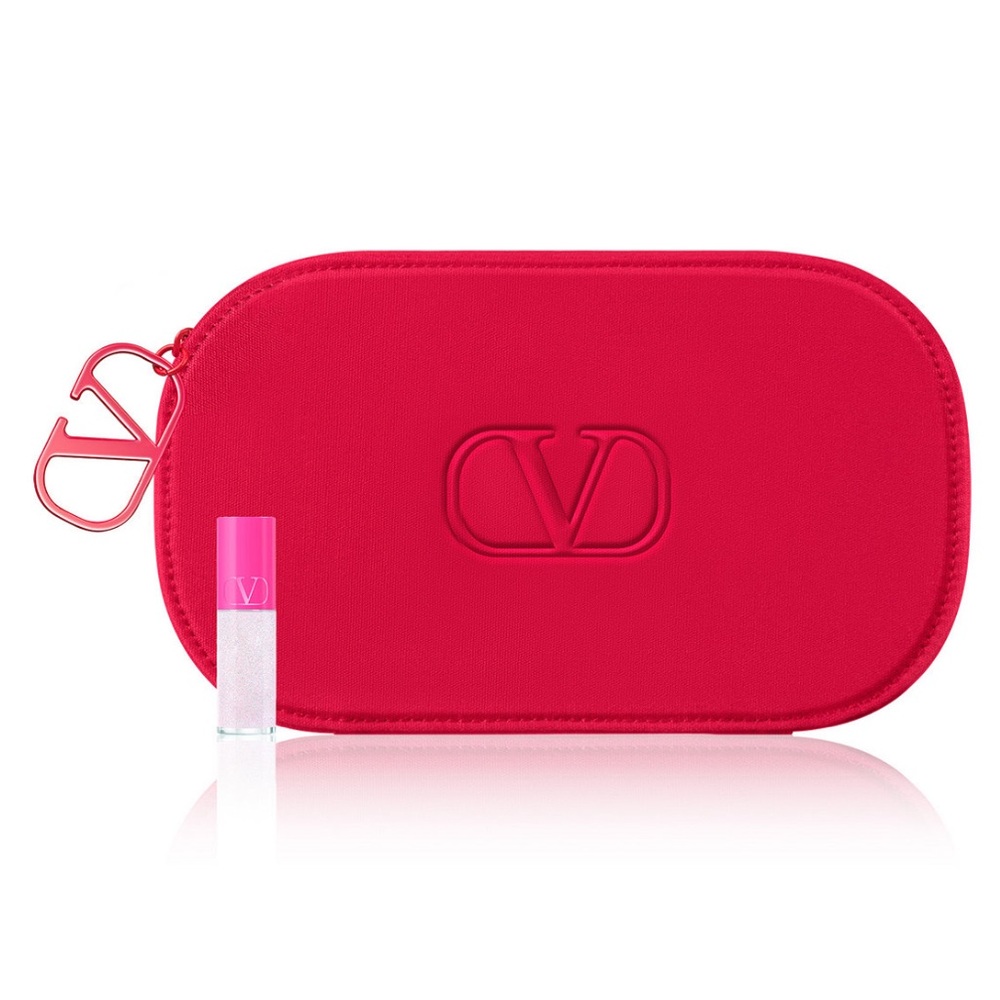 Valentino Red Cosmetic Pouch with sample lip gloss